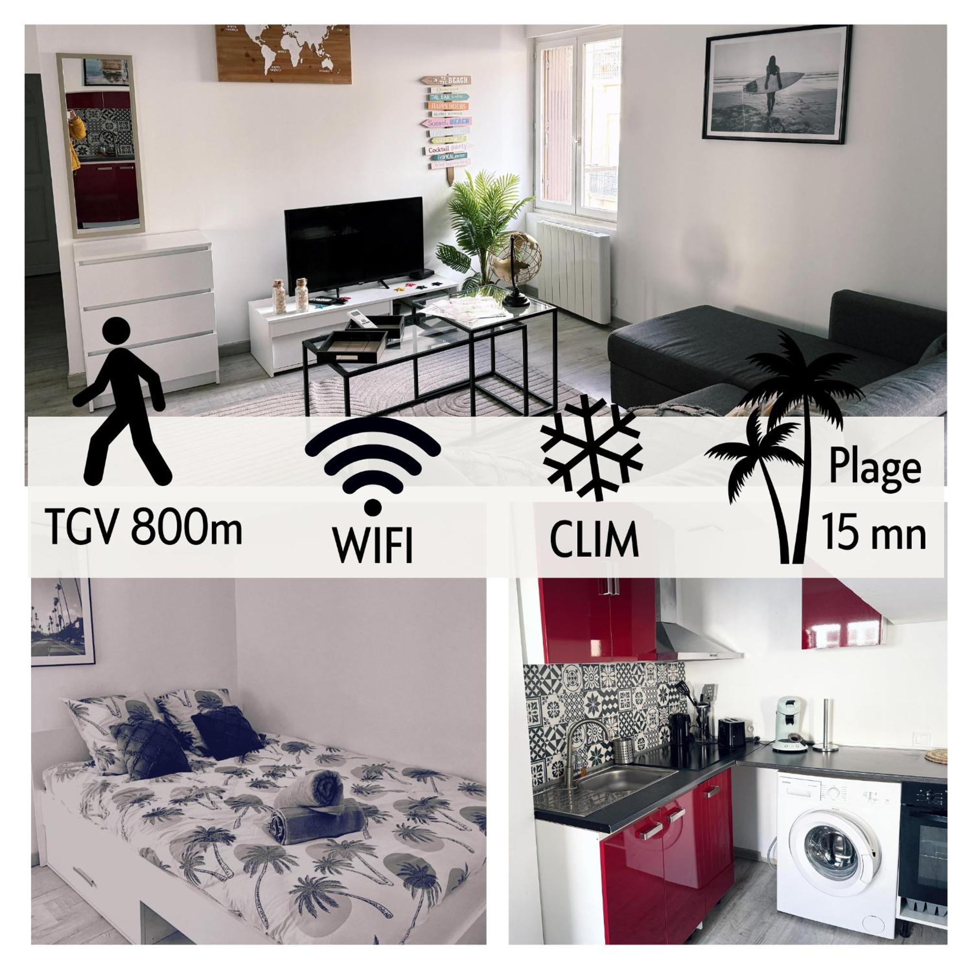 Surfer Paradise-appartement Climatise & Wifi - * Beziers